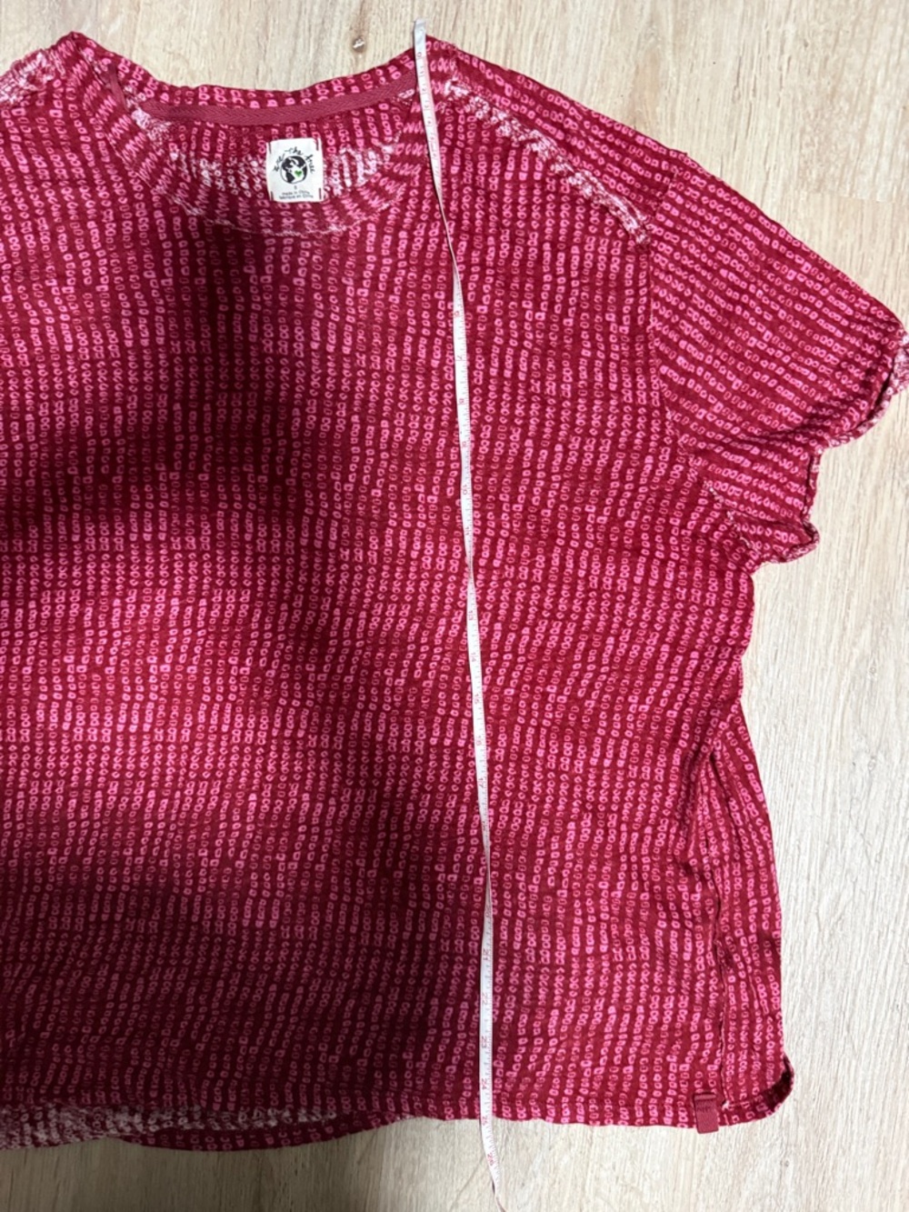 Free People Raspberry Red Patterned Short Sleeve Tee - Picture 6 of 6
